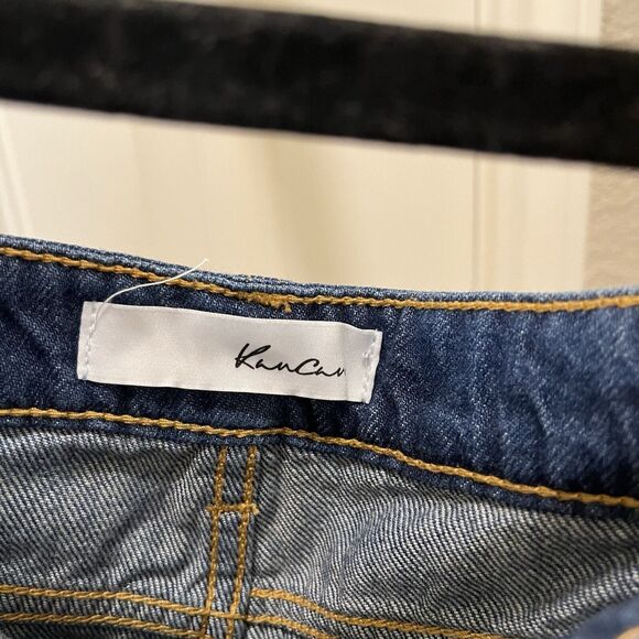 Kancan Estilo Denim Raw Hem Distressed Jean Shorts Size 7/27 KC8377M Medium Wash - Picture 5 of 10